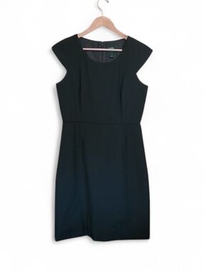 Women's J Crew Suiting 100% Wool Sheath Dress Black Sleeveless Lightweight 6